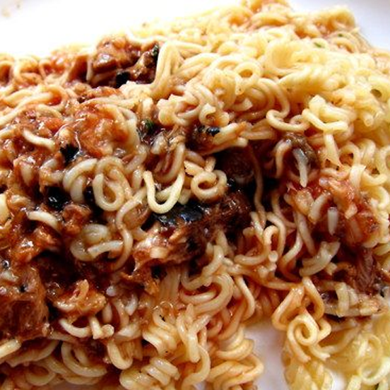 instant noodles and sardines
