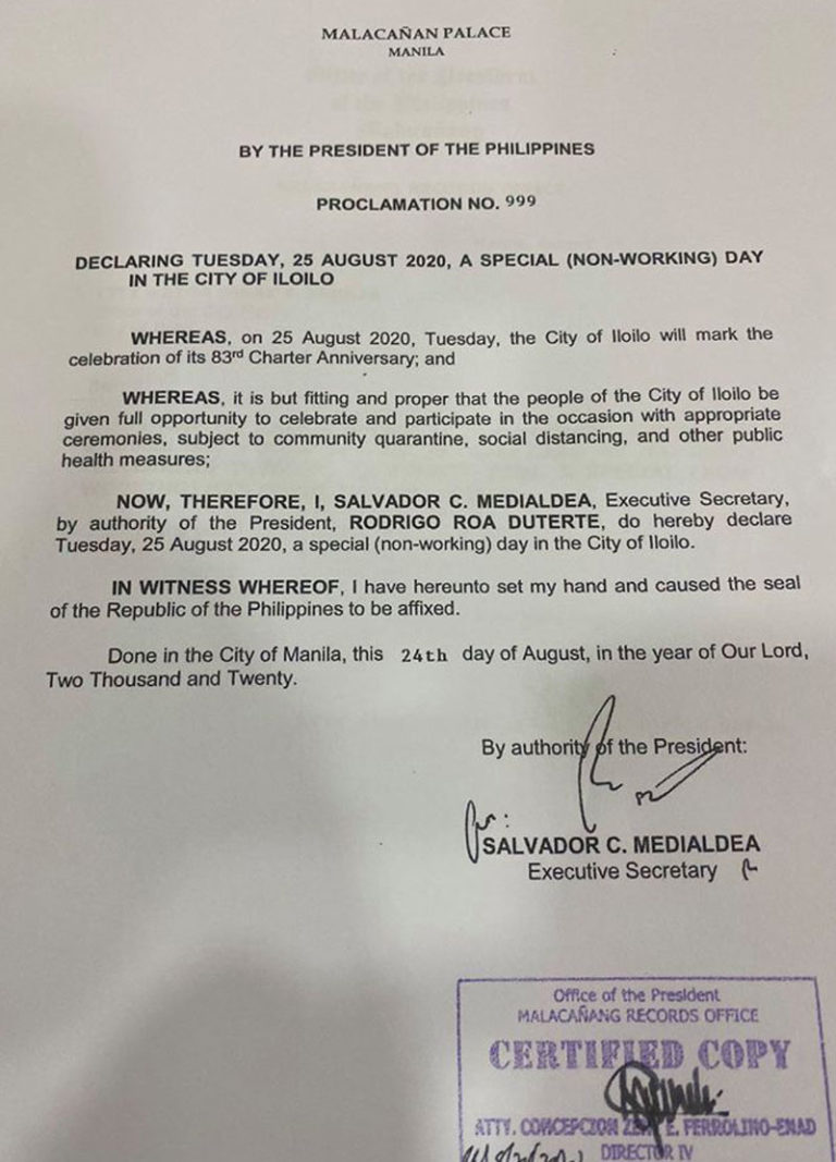 Special Holiday In Iloilo City For Its 83rd Charter Day IBS Digital 