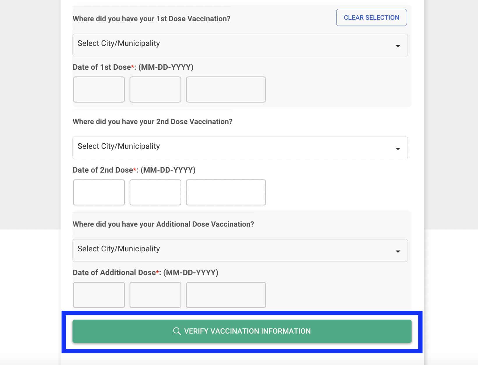 Type in your vaccination details