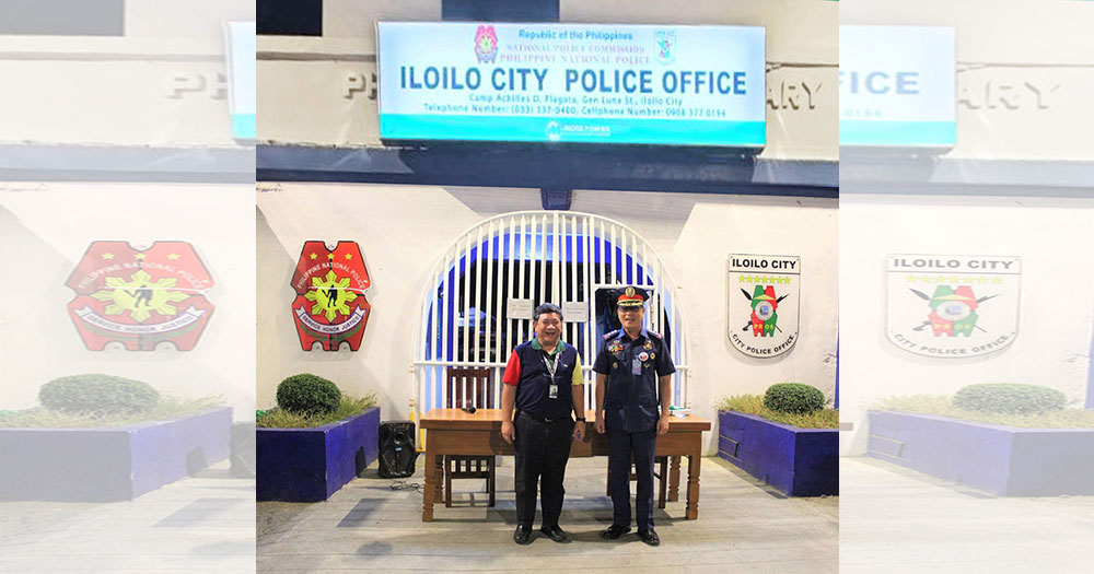 MORE Power President Roel Castro with PCol. Leo Batiles during the turnover of lighted signages for ICPO.